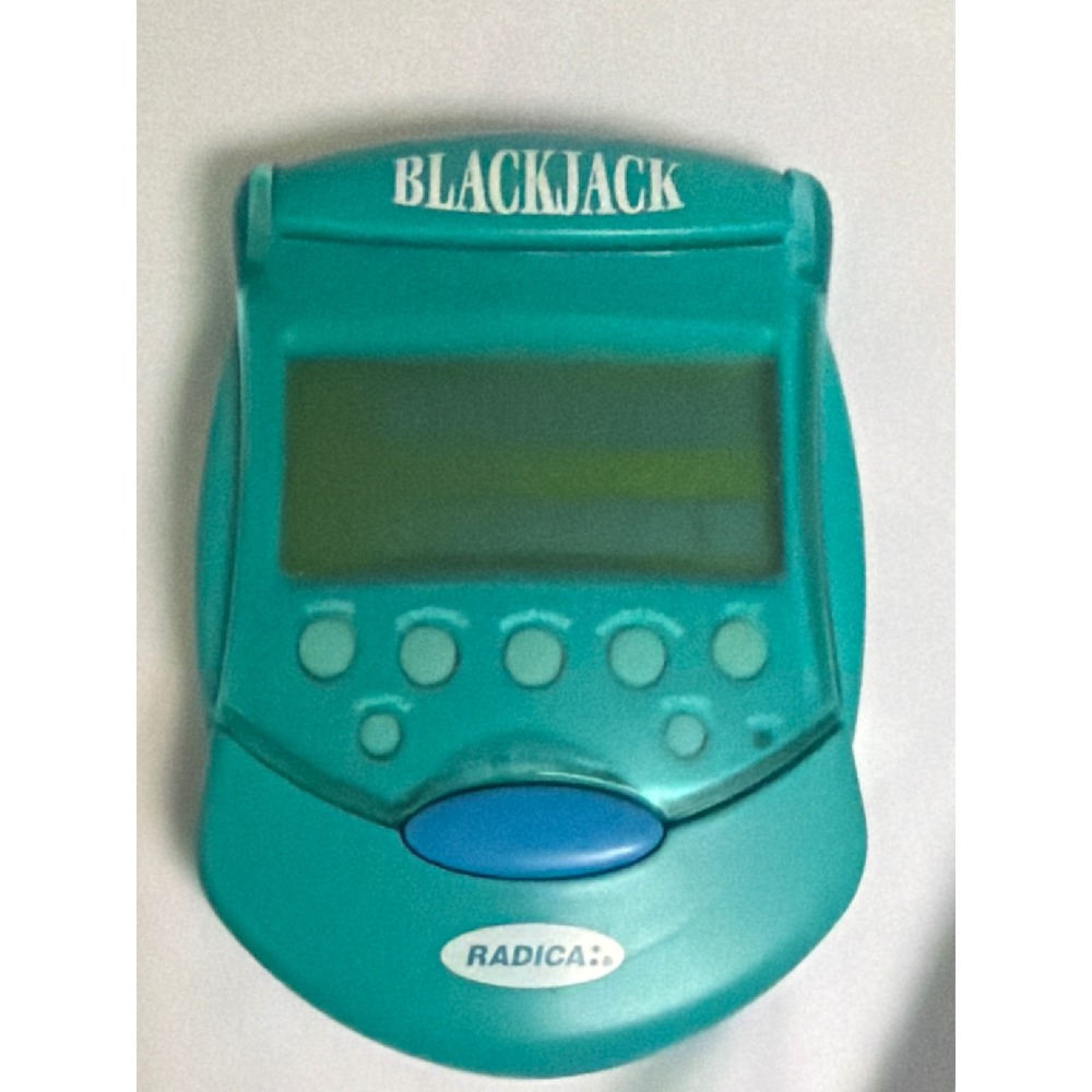 Radica Blackjack Flip Top Handheld Electronic Game Teal Green Vintage Casino Toy